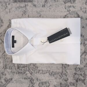 NWT Banana Republic White Button Up Dres Shirt Hi-Dri Slim Fit Size XS